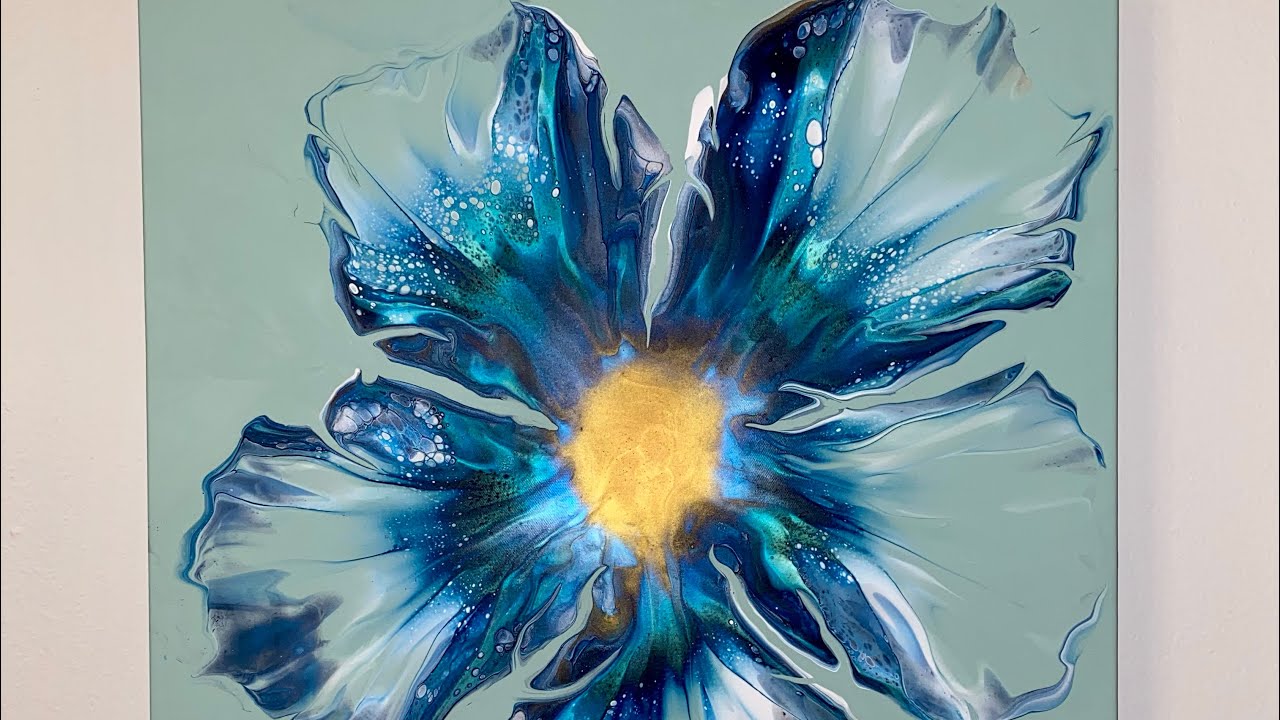 Stunning Interference Green Dutch Bloom Inspired by @RinskeDouna Fluid Art/Acrylic Pour Painting..