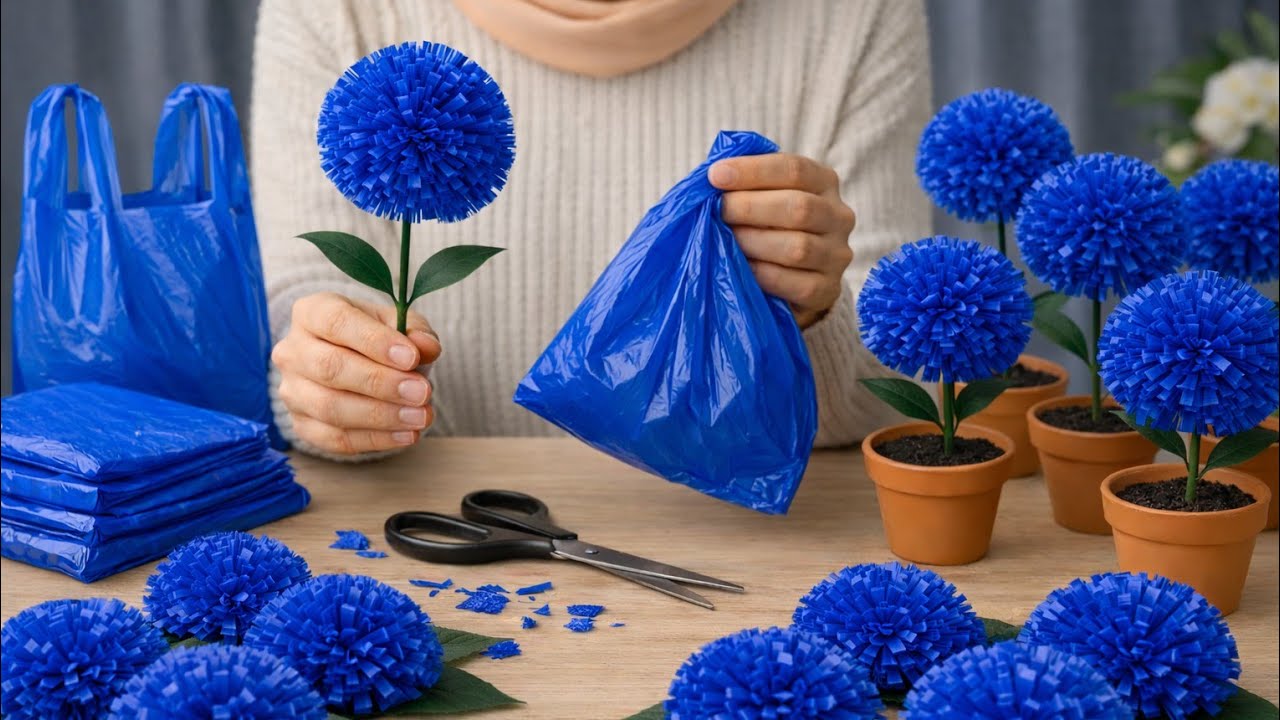 पॉलीथिन और प्लास्टिक बोतल से गुलदस्ता बनाने का तरीका /EASY POLY BAG & PLASTIC SHOPPING BAG BOUQUET 