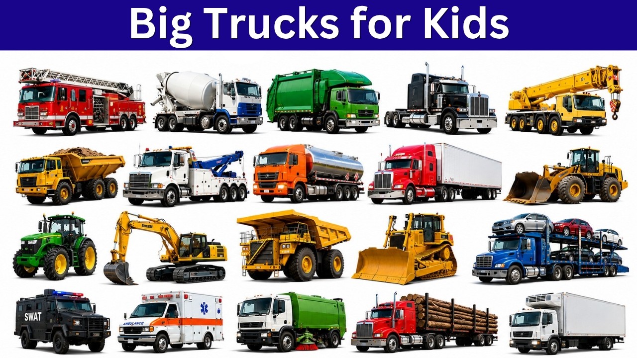 Big Trucks for Kids | Learn 80+ Truck Names & What They Do