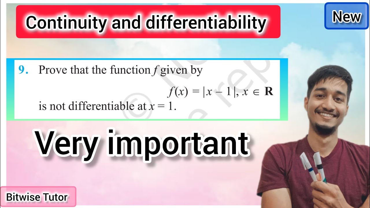 Prove that the function f given by f(x) = | x - 1| ,  x€R is not differentiable at x = 1