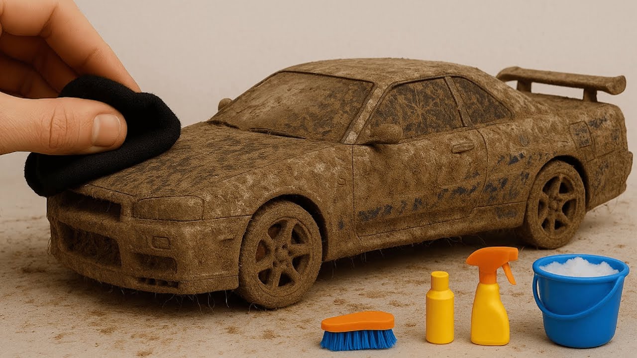 Super Realistic Cleaning of a 1:24 Nissan Skyline GT-R After an Extreme Mud, Water & Dirt Challenge