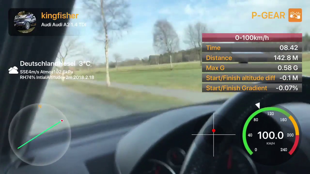 0-100 Audi A2 1.4TDI 90PS chip acceleration