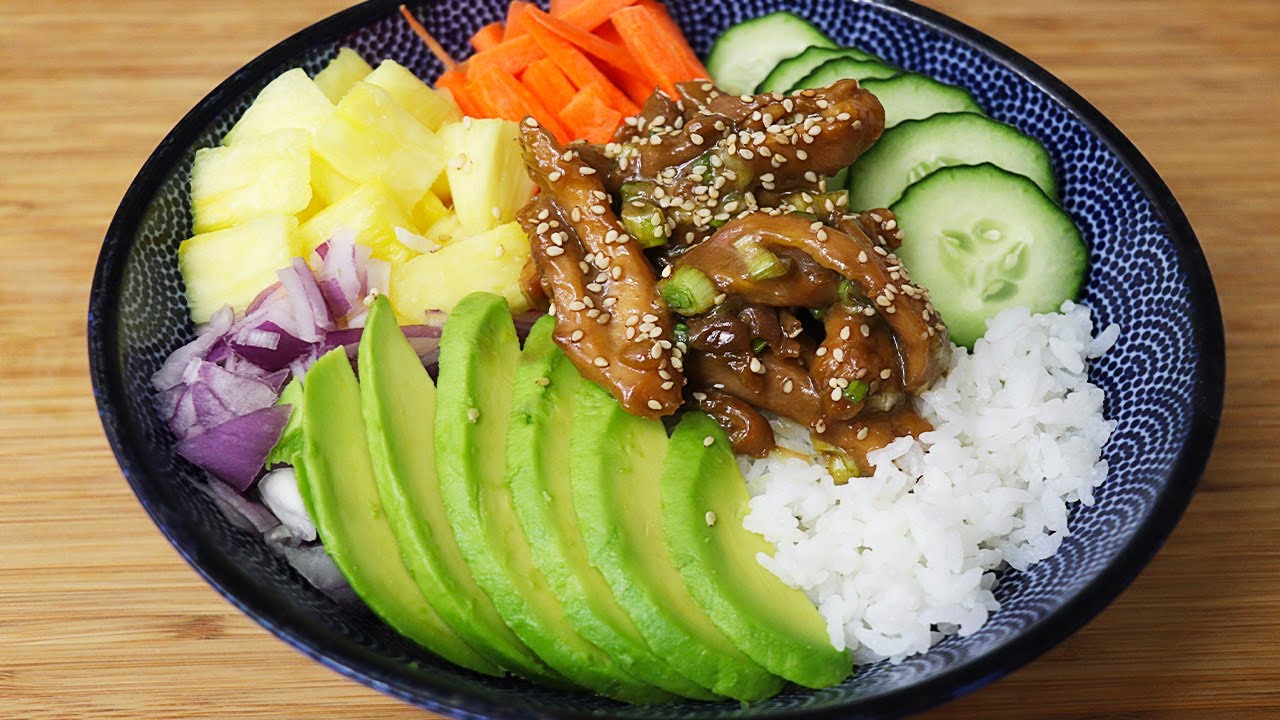 Poke bowl de pollo teriyaki