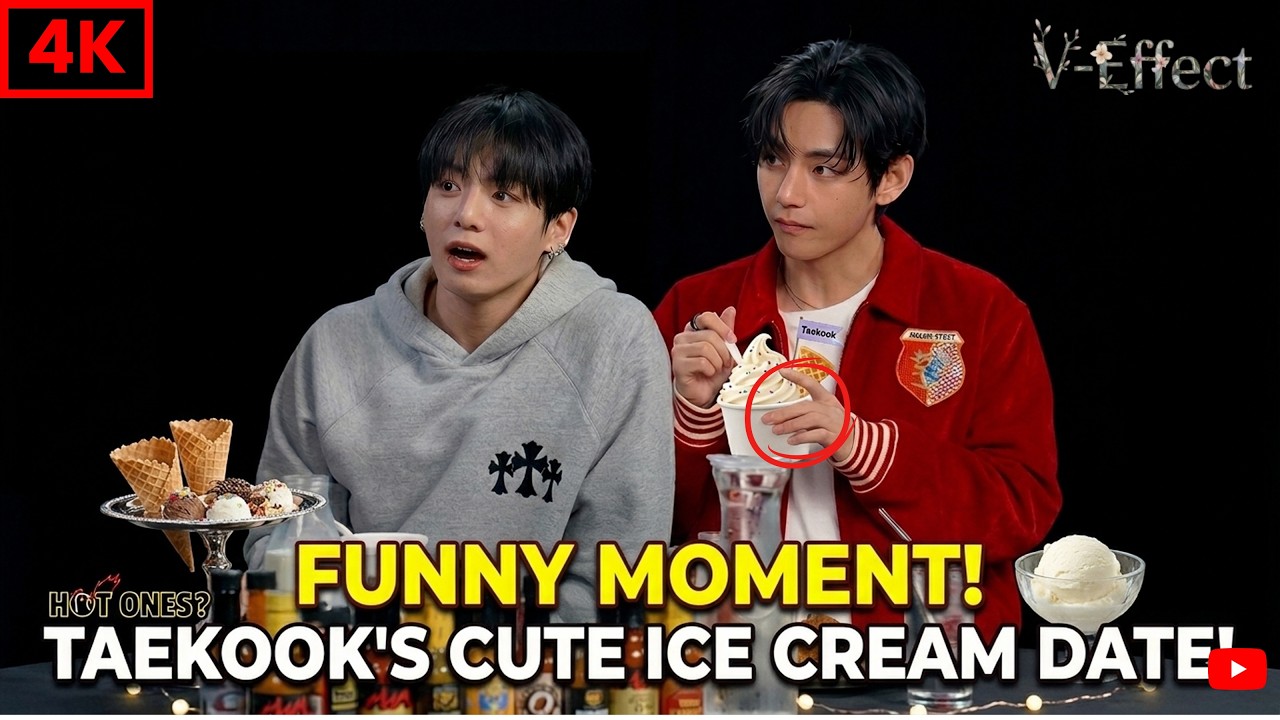 🍦BTS TAEHYUNG & JUNGKOOK Couldn&rsquo;t Stop Eating ICE Cream during HOT ONES interview! 😂