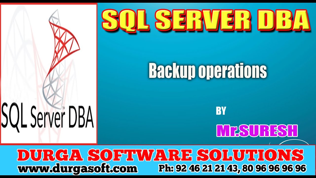 Sqlserver DBA || Backup operations