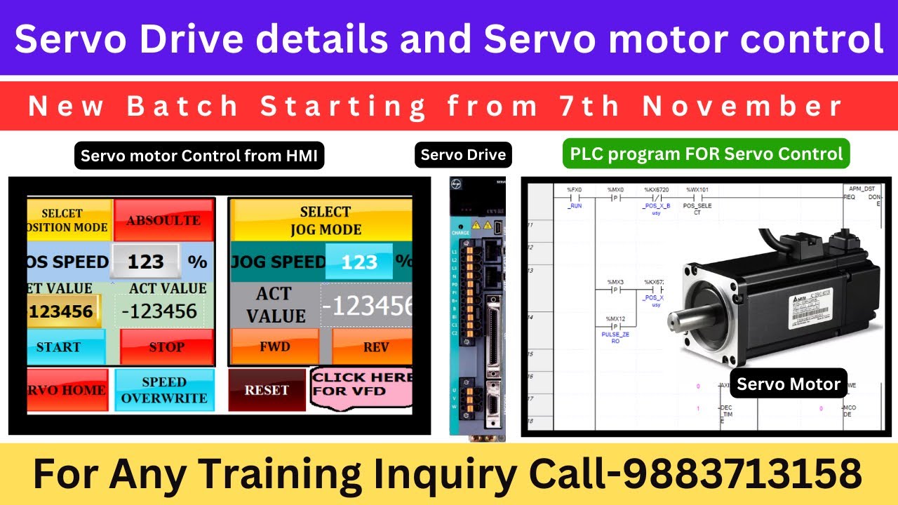 Servo Drive | Servo Motor control from PLC via HMI #servomotor #servodrive #plctraining #hmi #drive