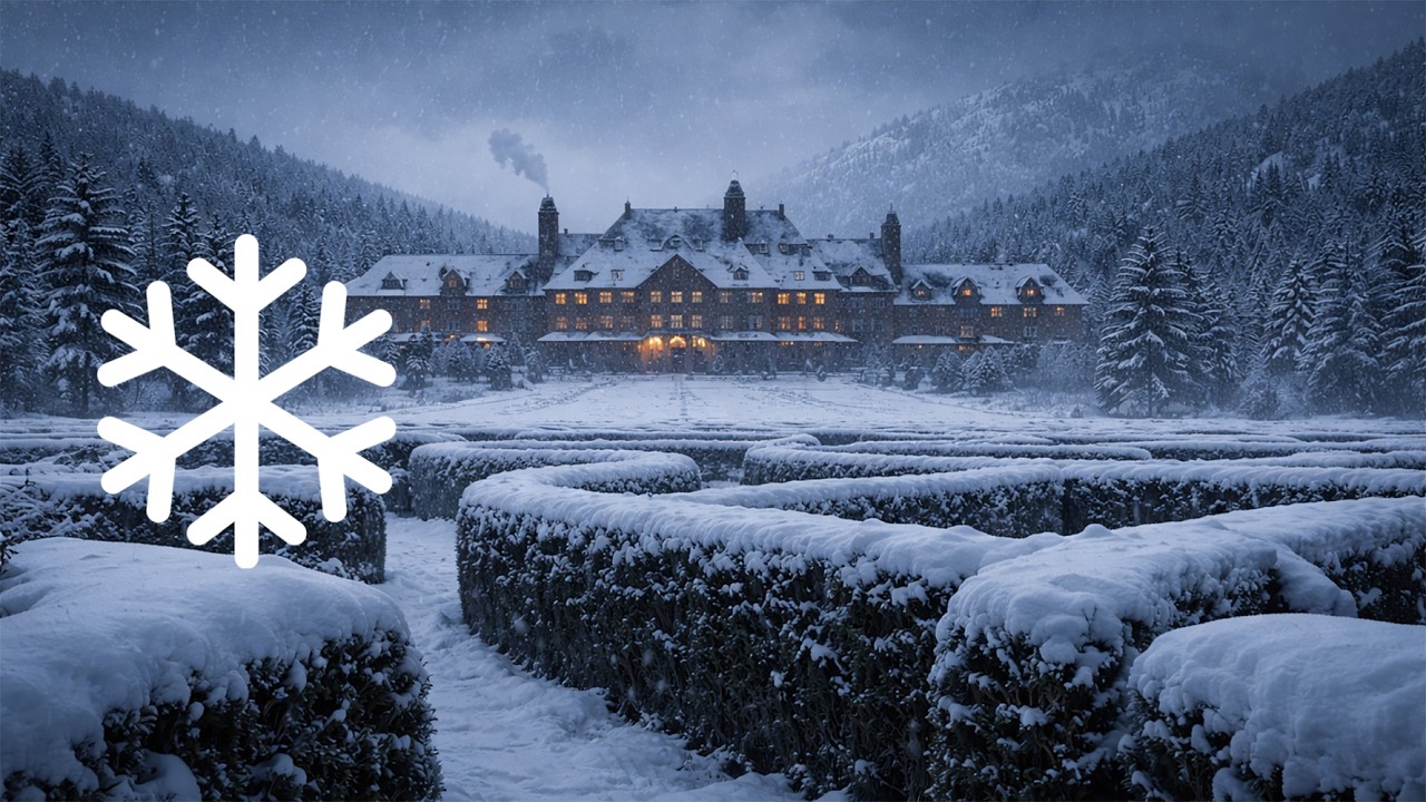 Wind Sounds 10 Hours ❄️ Isolated Mountain Hotel and Snowy Hedge Maze