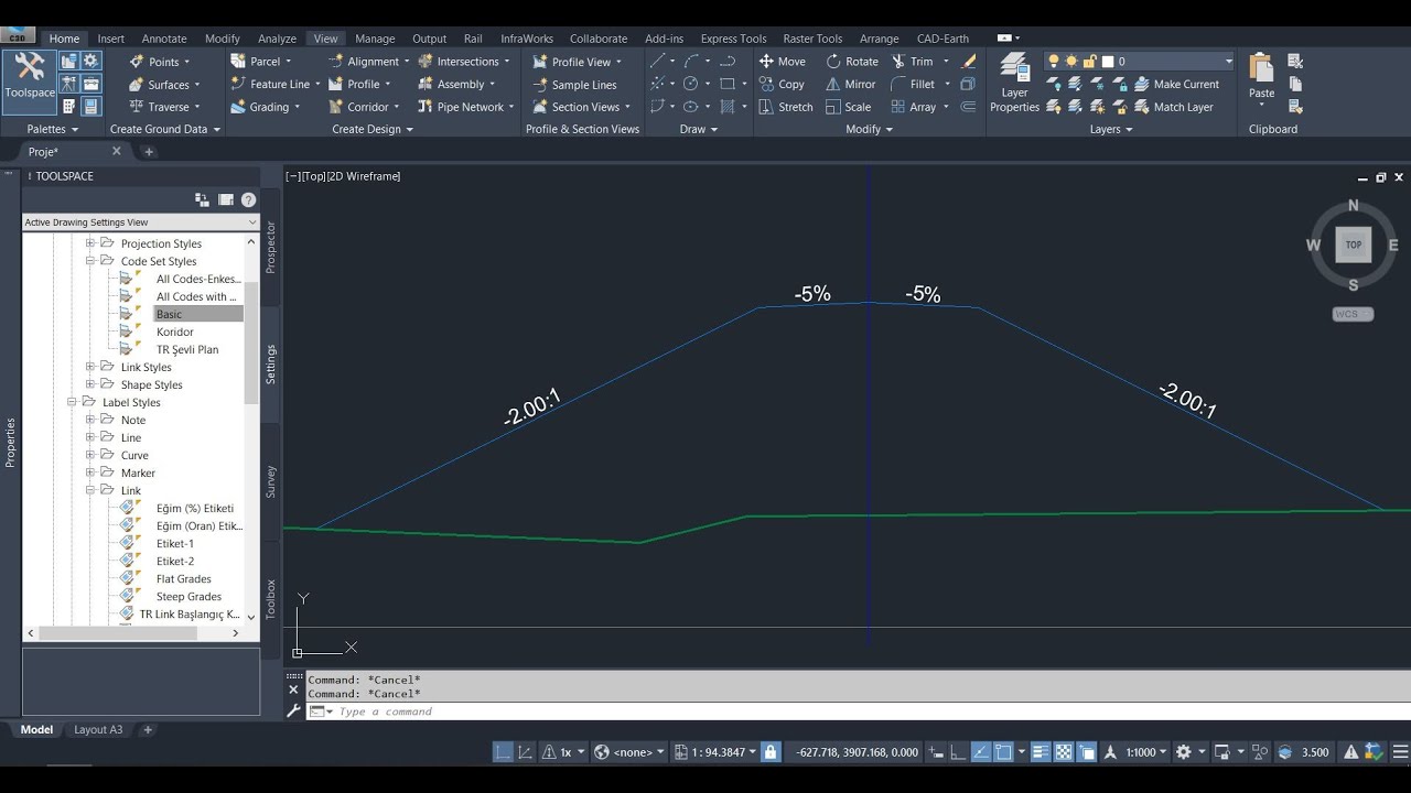 Autocad Civil 3D - Label Slope on Corridor Links in Section View