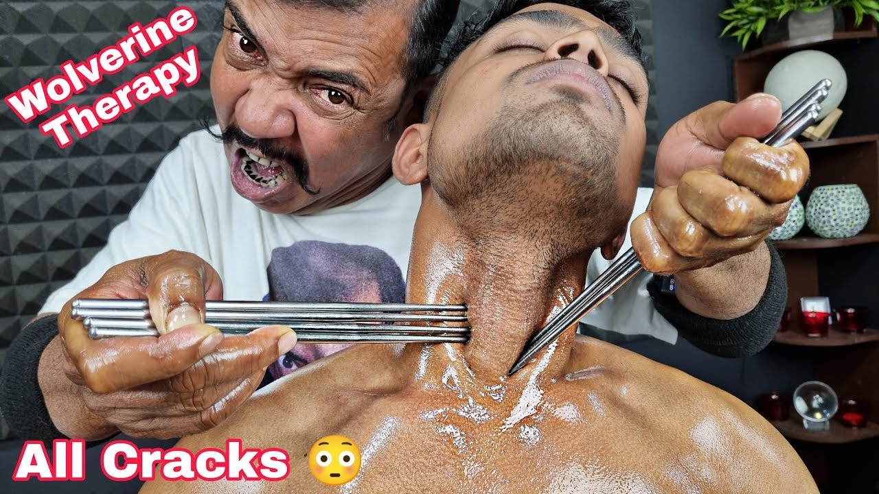 Asim Barber Wolverine Massage Therapy with lots of cracks asmr