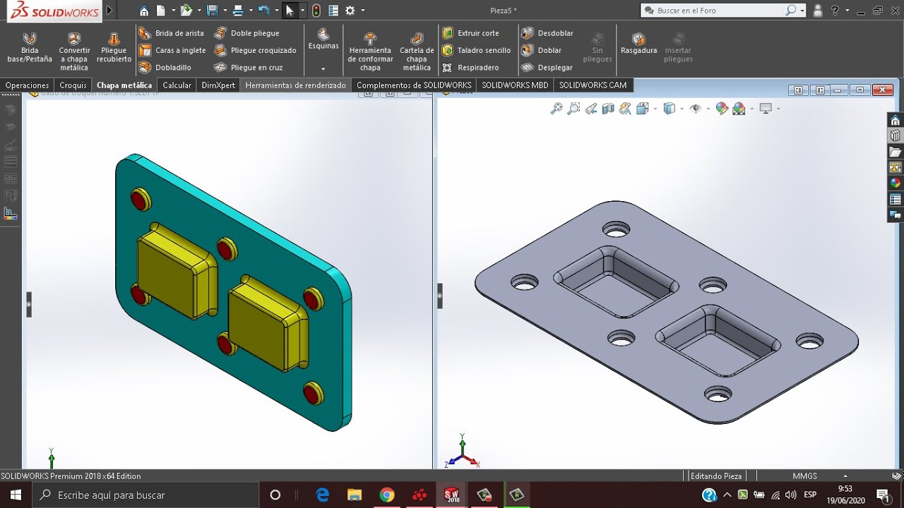 Aprendiendo a utilizar SolidWorks Dado para troquel (Conformado de chapa)