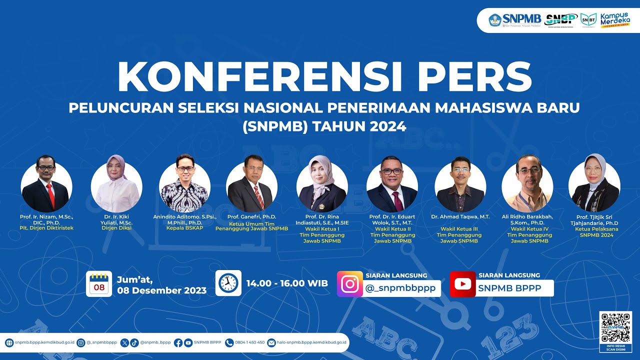 KONFERENSI PERS PELUNCURAN SELEKSI NASIONAL PENERIMAAN MAHASISWA BARU SNPMB PTN TAHUN 2024