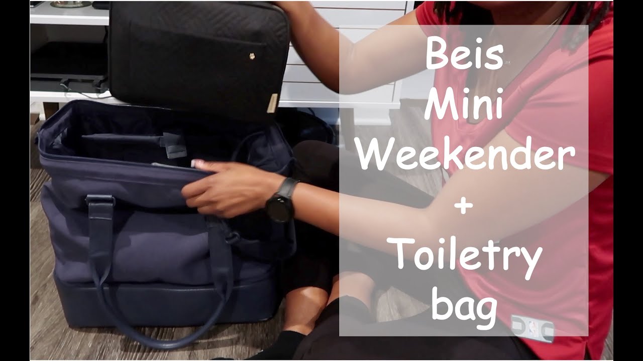 My review of the Beis Mini Weekender in navy + Bagsmart toiletry bag