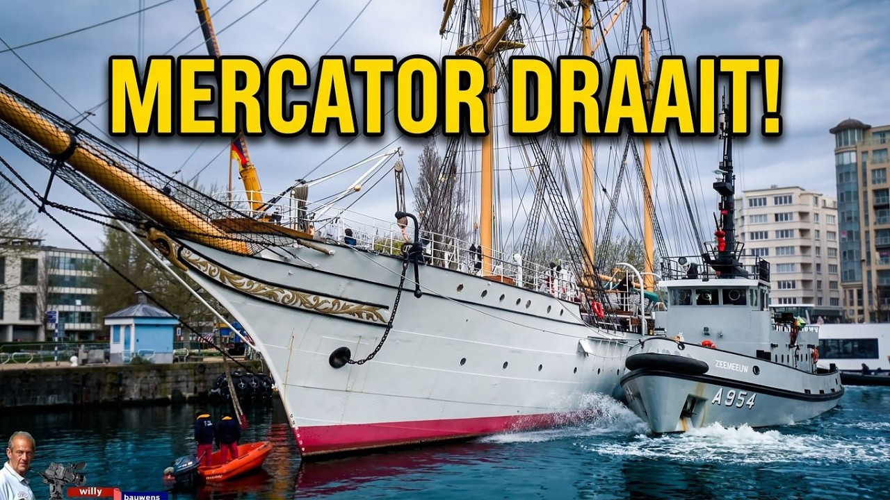 Historische 3 master mercator kwartslag gedraaid in oostende  4K