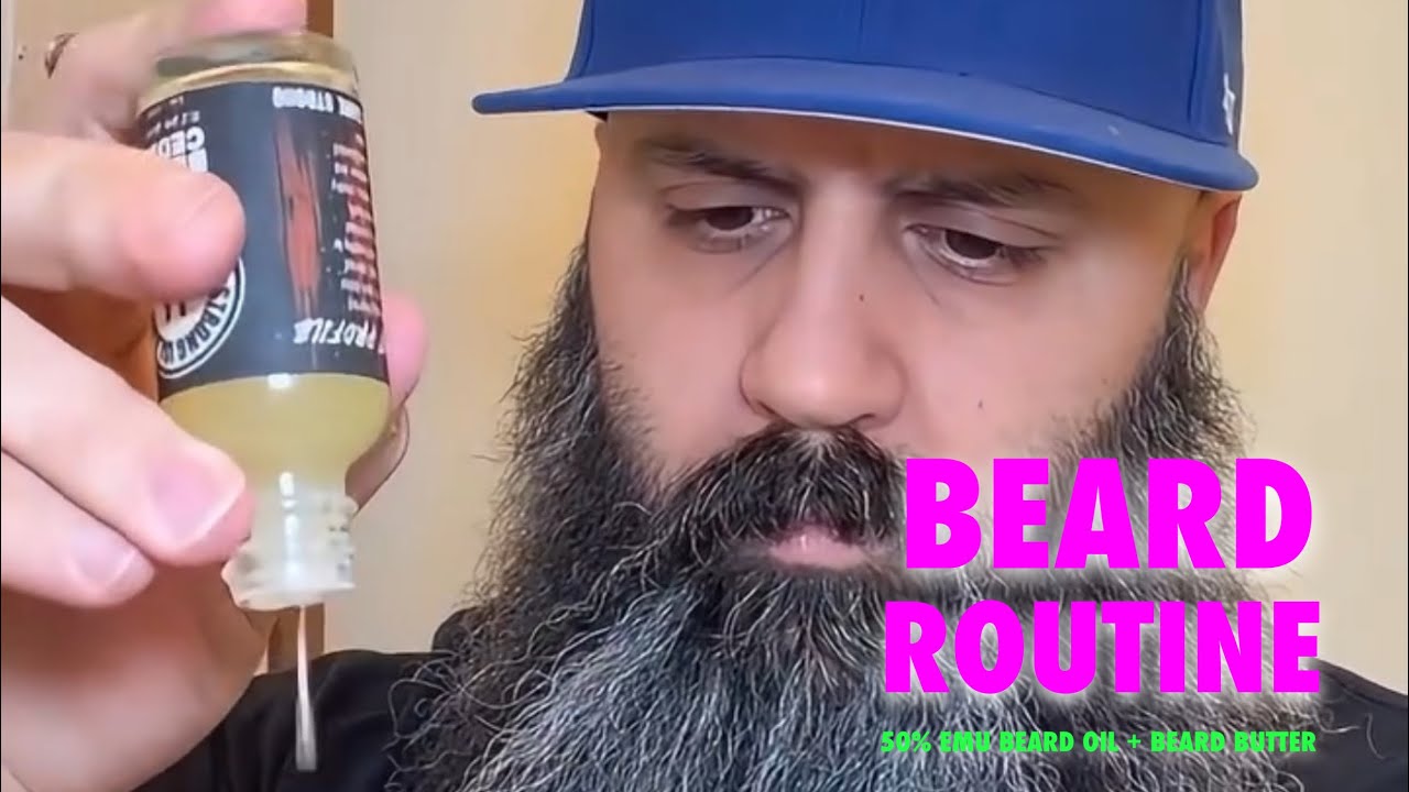 Beard Routine Locked In 💪50% Emu Beard Oil + Beard Butter 🪮New Scent: Charred Black Cedar 🪵🔥