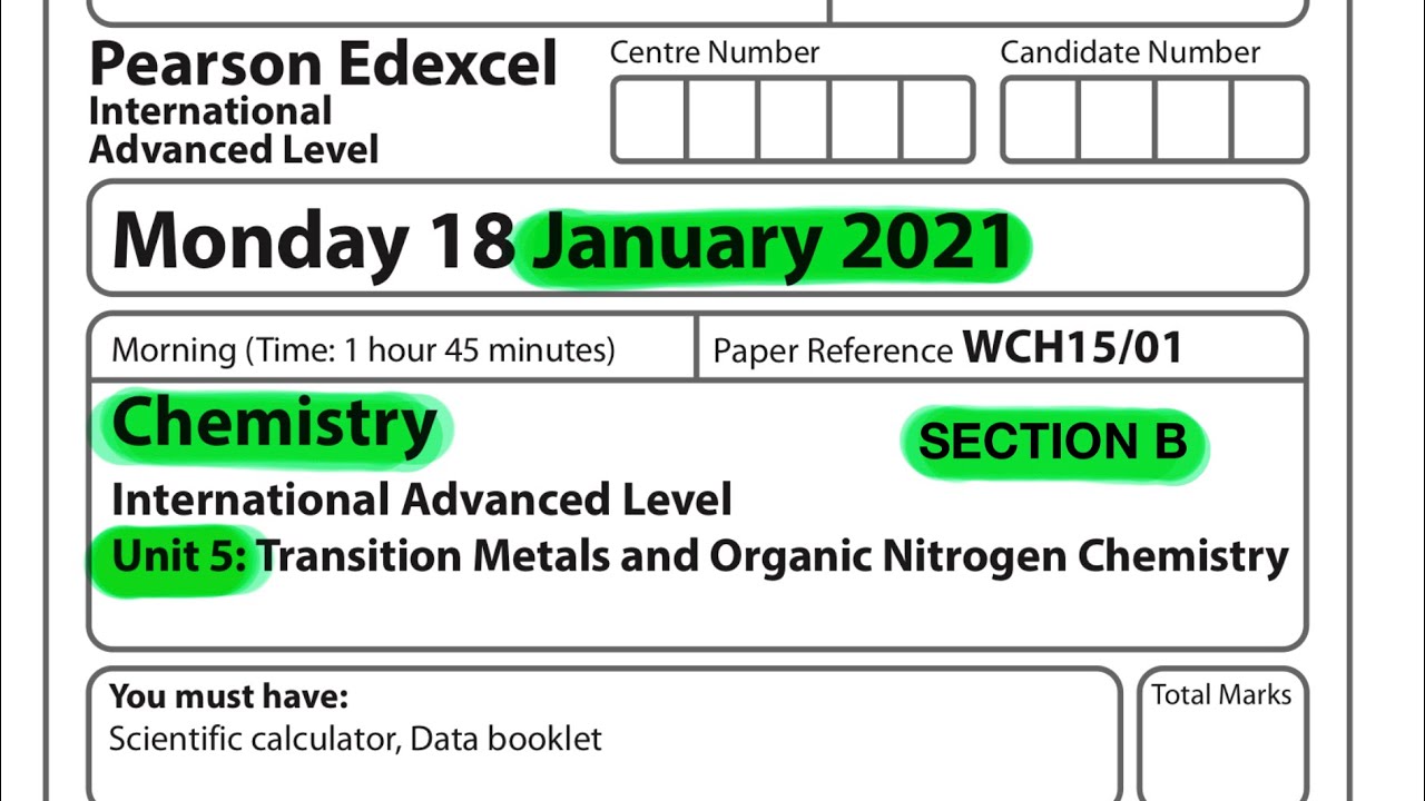 Учебный курс Pearson Edexcel International A-level по химии, модуль 5, январь 2021 г., раздел B.