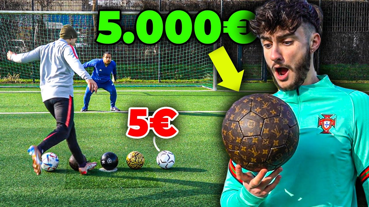 5€ vs 5.000€ BALL CHALLENGE! *Teuerster Fußball der Welt*