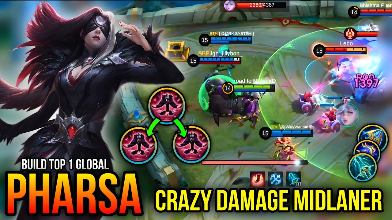 Crazy Damage Midlaner!! Pharsa 100% Broken hero!! - Build Top 1 Global Pharsa ~ MLBB