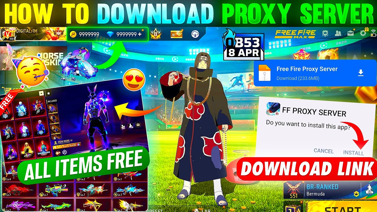 HOW TO DOWNLOAD PROXY SERVER IN FREE FIRE, HOW TO USE PROXY SERVER IN FREE FIRE, VIP PROXY SERVER