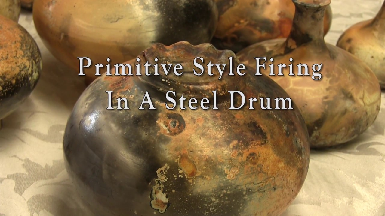 Primitive Style Pottery Firing in a Steel Barrel