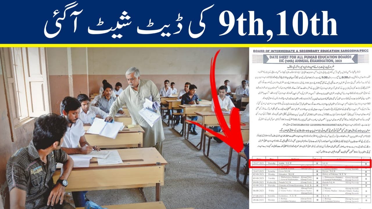 9th and 10th class date sheet 2021 | punjab board datesheet 2021