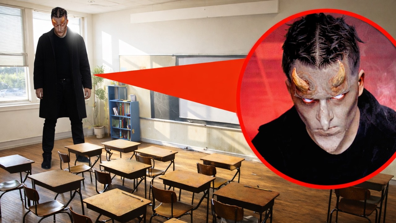 When you see The TALL Midnight Teacher In A School.. Don't let HIM see you!