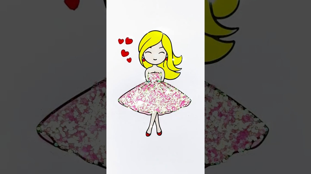 DIY lovely golden hair princess glitter pink dress for girl #kids #dress #glitter