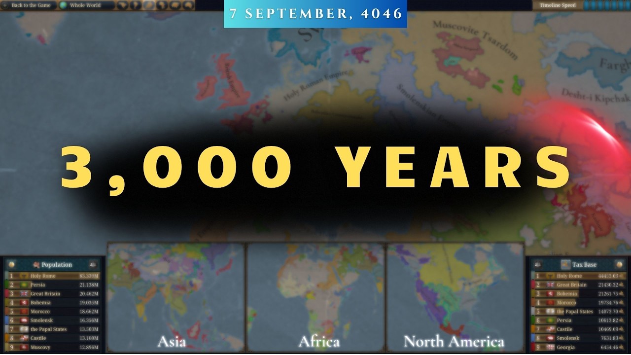 I left my PC for 3-days to let the EU5 AIs play against each other for 3,000 years