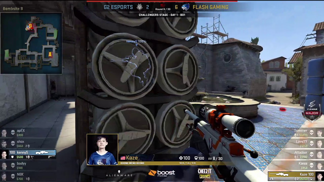 FG Kaze outplayed G2 KennyS (Flash Gaming Vs G2 Esports ELEAGUE Major 2018 Qualifier Day1)