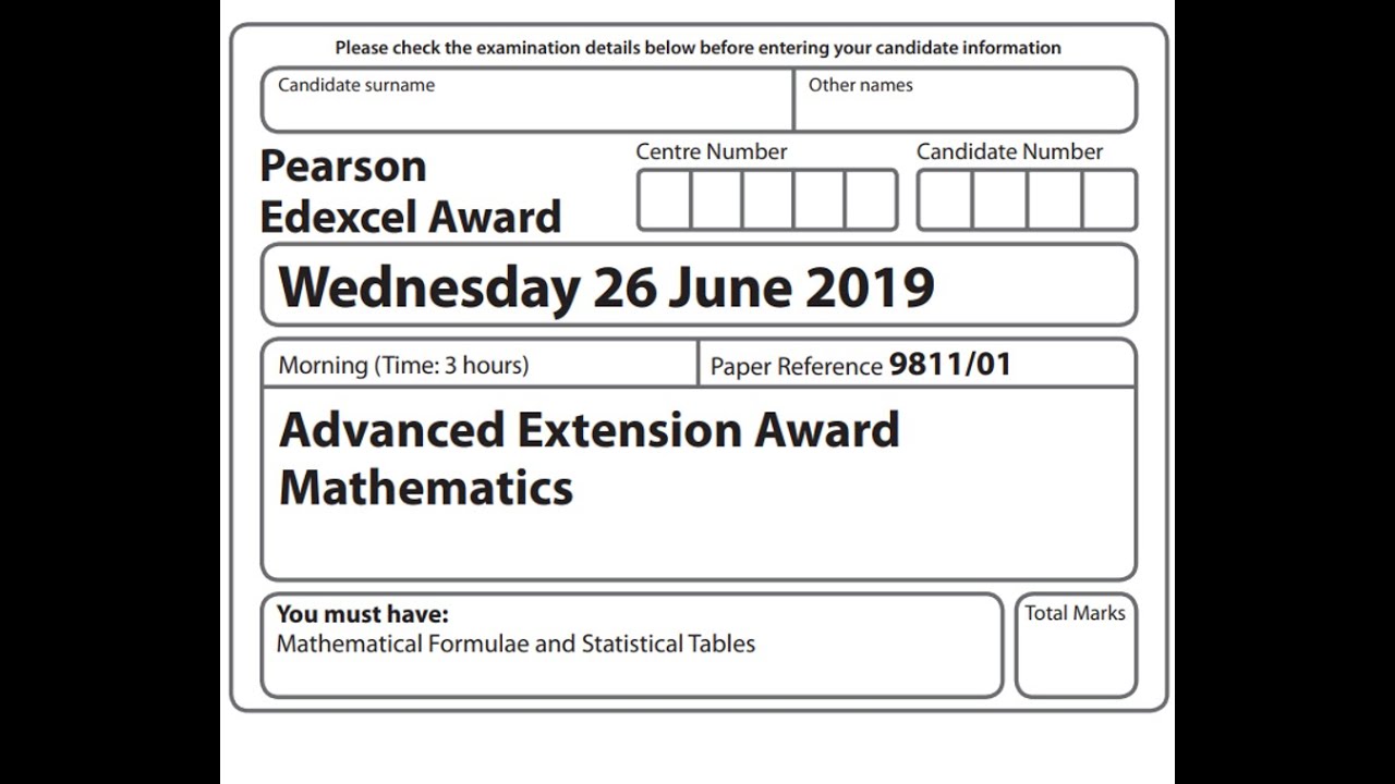 Advanced Extension Award 2019