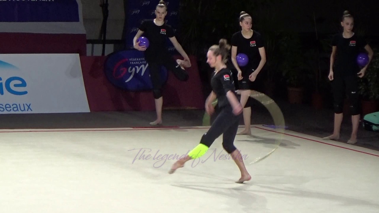 Katsiaryna HALKINA (BLR) hoop + group BLR - 2019 Thiais trainings