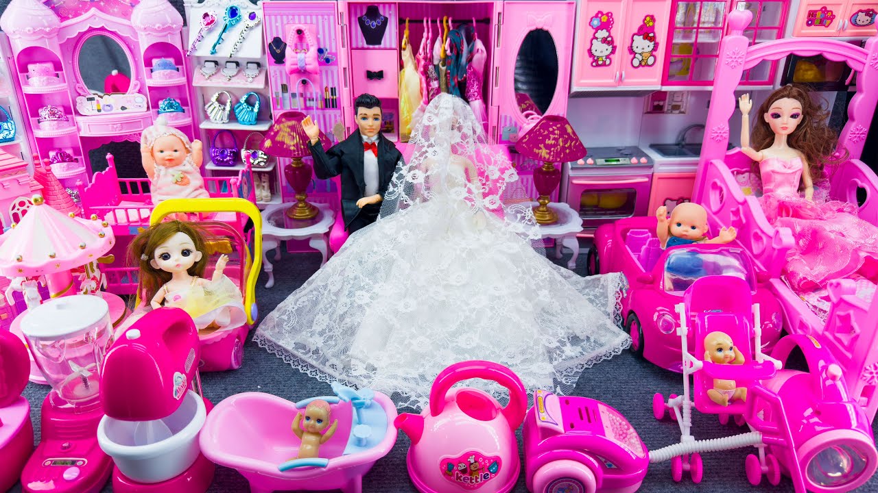 20 Minutes Satisfying With Unboxing Wedding Barbie Family Playset, Cute Doll Toys ASMR | Review