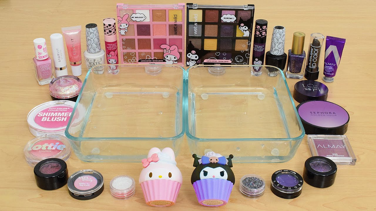 My Melody vs Kuromi - Coloring Satisfying Slime ASMR with Eyeshadow and Makeup from Hello Kitty
