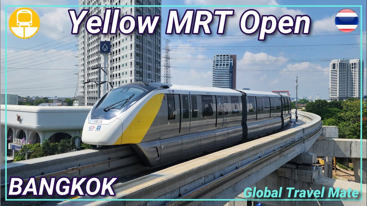 NEW Yellow MRTA Monorail Metro Line Bangkok Open Now รถไฟฟ้าสีเหลือง