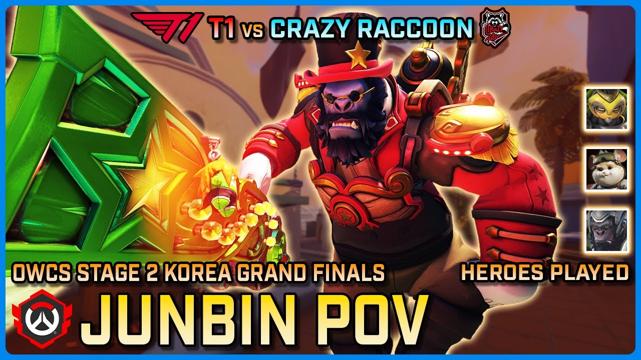 [ Junbin ] Crazy Raccoon vs T1 | Grand Finals | OWCS Korea Stage 2