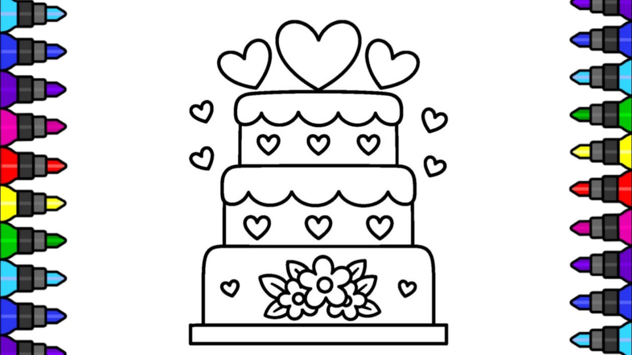 Easy Birthday Cake Drawing and Coloring for Kids | 
