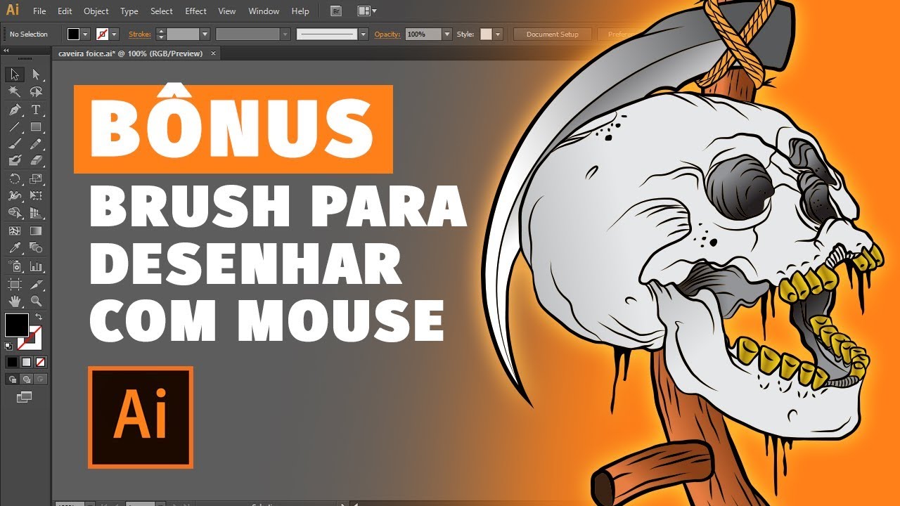 Como CRIAR BRUSH para DESENHAR COM MOUSE no Adobe Illustrator