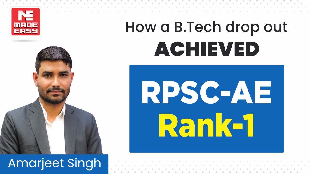 Topper's Talk |Rajasthan Public Service Commission (RPSC-AE)| CE | Amarjeet Singh| AIR -1| MADE EASY