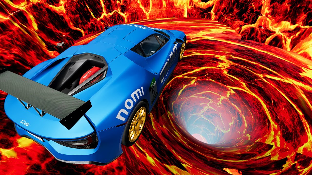 Leap of Death Car Falls & Car Jumps into Lava Vortex&ndash; #beamngdrive