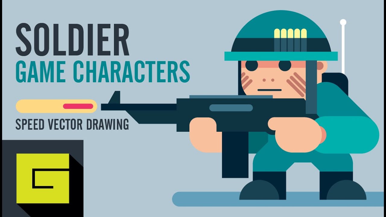 Speed Drawing, How to draw Game Character, Soldier, Adobe Illustrator Tutorial