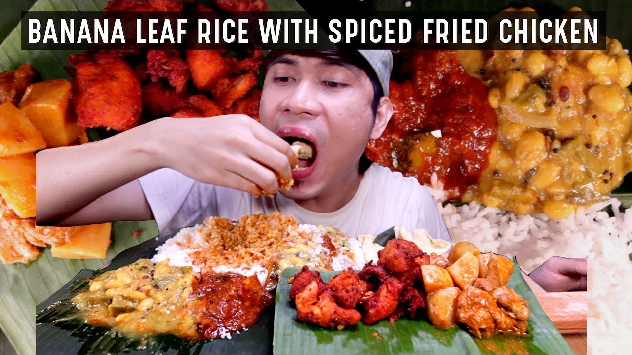 Banana Leaf Rice & Ayam Berempah Kari | EATING SHOW MUKBANG W/ ASMR CRISP SOUND 🇲🇾 MALAYSIA