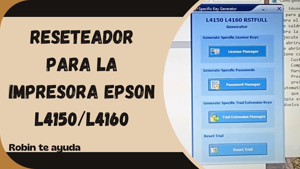 Reseteador para la Impresora Epson L4150/L4160 Robin te ayuda