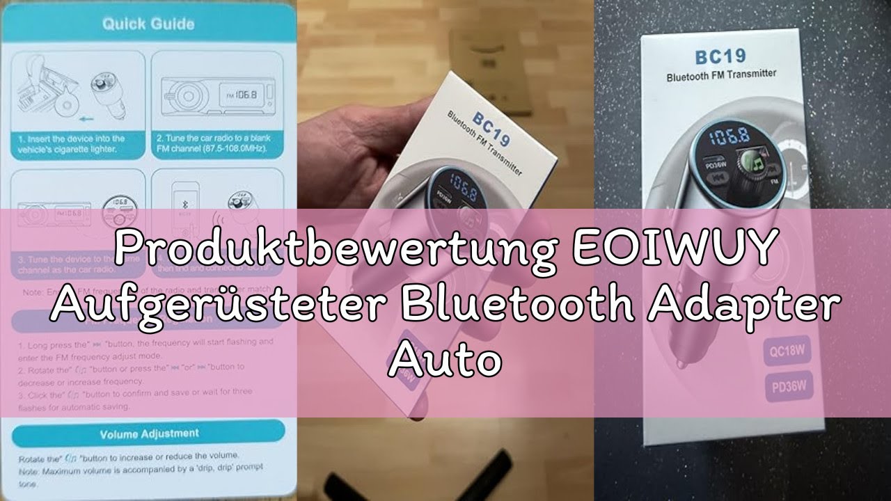 Produktbewertung EOIWUY Aufgerüsteter Bluetooth Adapter Auto, [Schnellladung] FM Transmitter Auto Bl