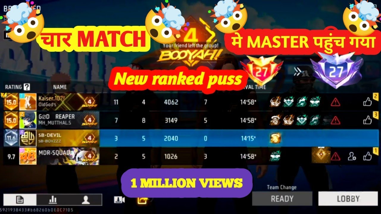 #new rank push#new rank season#free fire#rank master lag Gaya