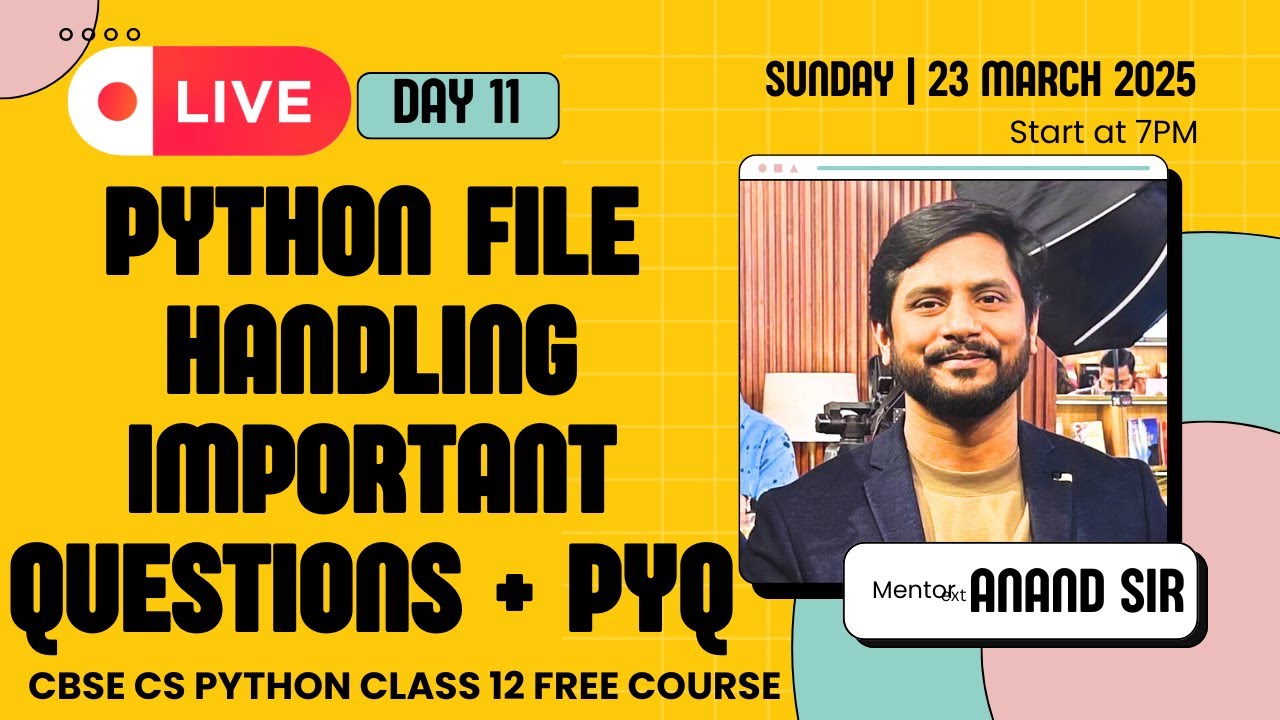 Day 12 | File Handling | Text Files | Binary Files | CSV File | Important Question | ONE SHOT