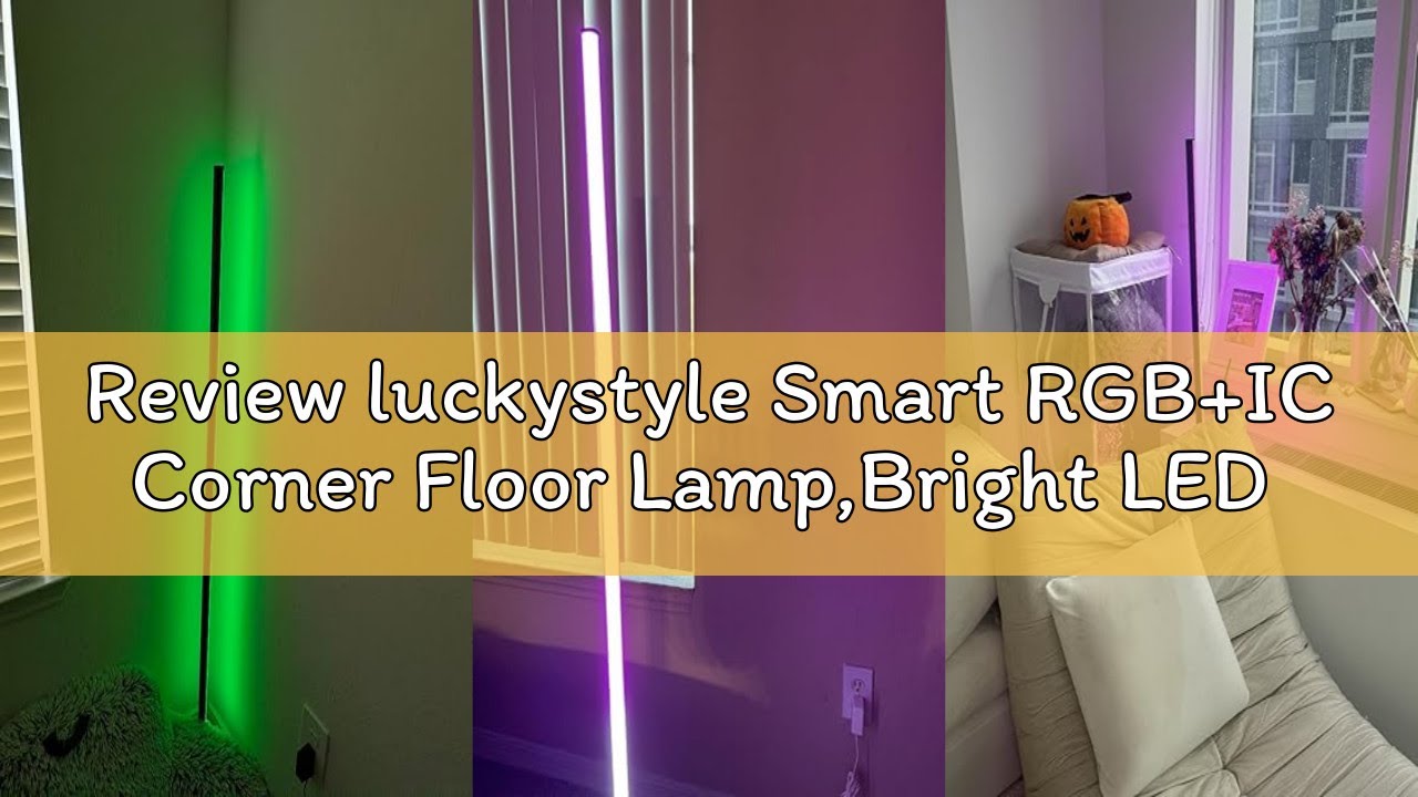 Review luckystyle Smart RGB+IC Corner Floor Lamp,Bright LED Tall Modern Floor Lamp with APP and Remo