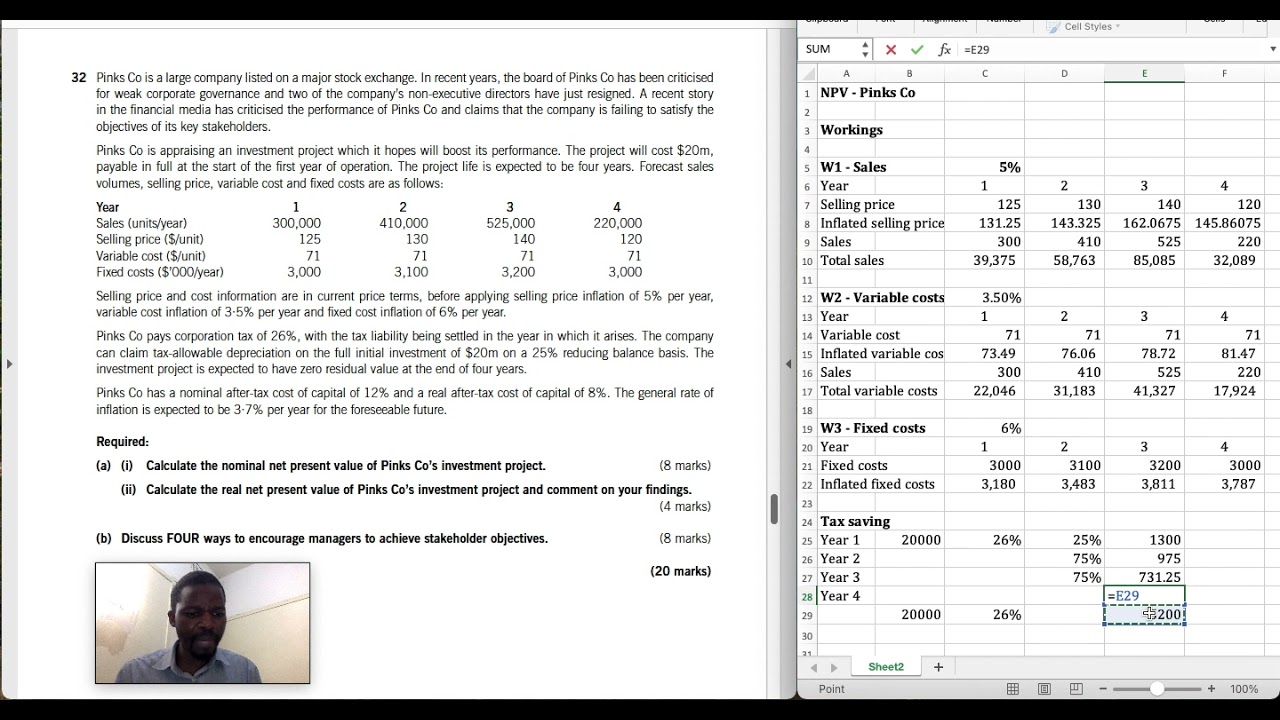 Pinks Co - June 2019 - ACCA F9/FM - Financial Management