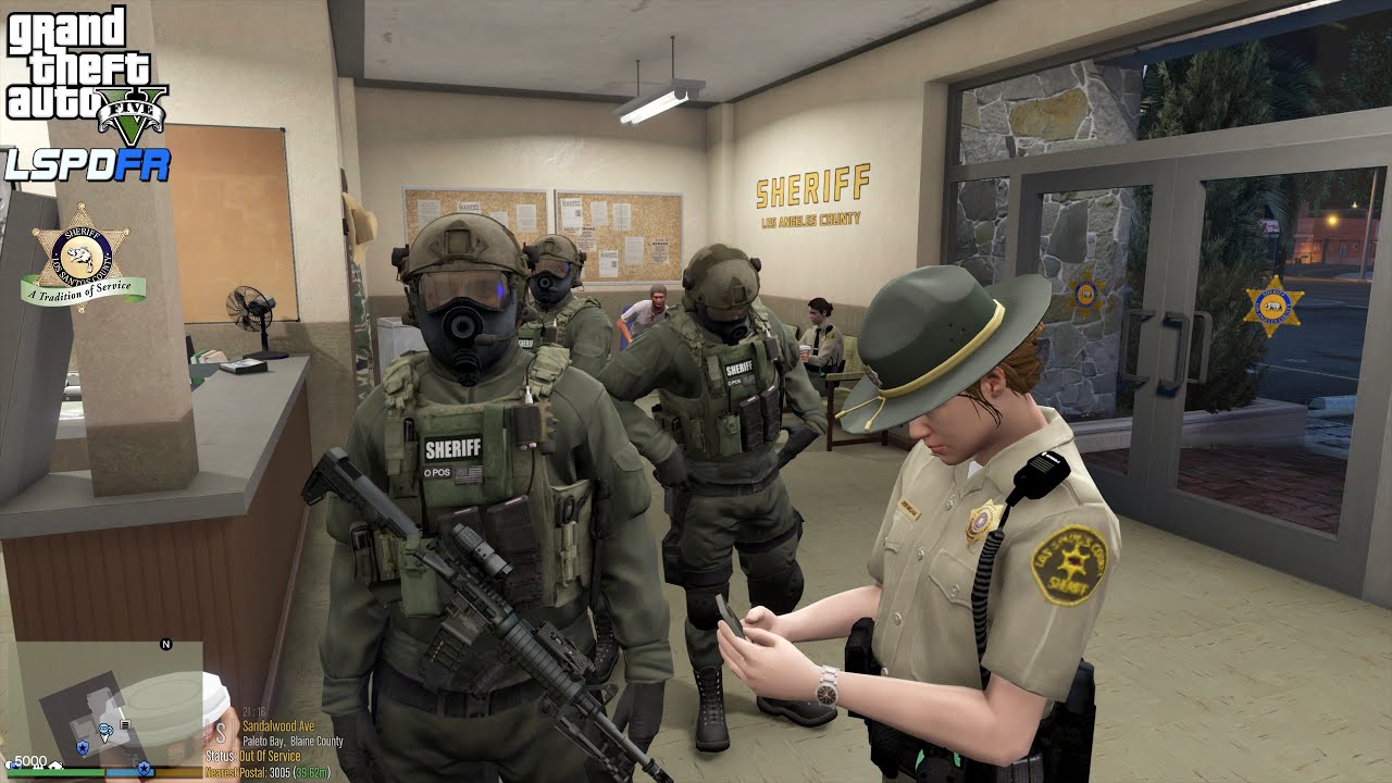 GTA V - LSPDFR 0.4.9🚔 - LSSD/LASD - Sheriff SWAT - Air Unit - Mafia/Biker Gang Shootout - 4K