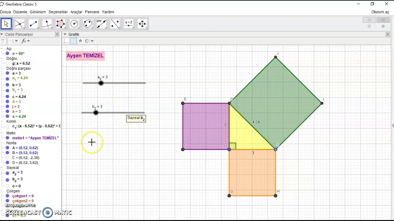 GeoGebra Pisagor teoremi