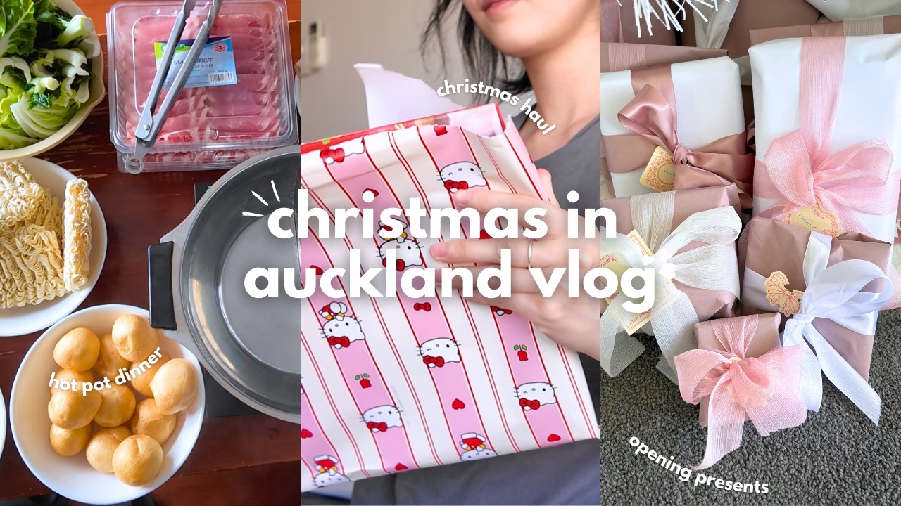 christmas vlog *ੈ🎄✩‧₊ christmas haul, opening presents, hot pot dinner, more!