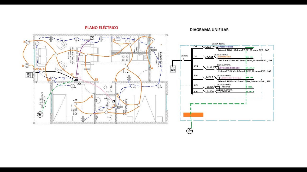 📐 Plano Eléctrico y Diagrama Unifilar de Vivienda | Explicación Paso a Paso ⚡